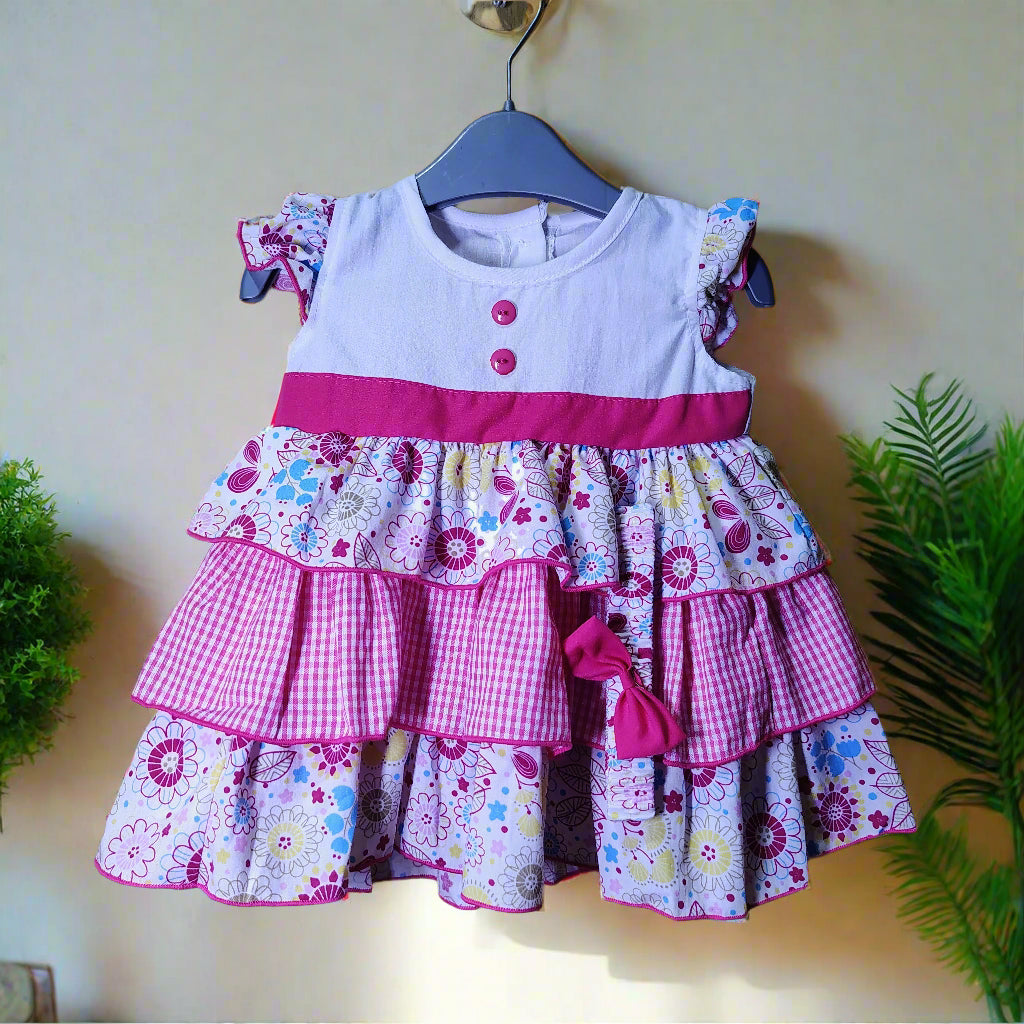Baby girl Frock with hairband. Made in Thailan