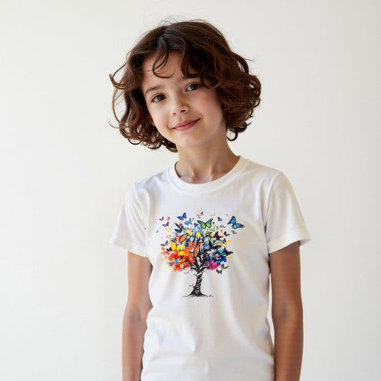 Half sleeve T-shirt printerd with Butterfly Tree