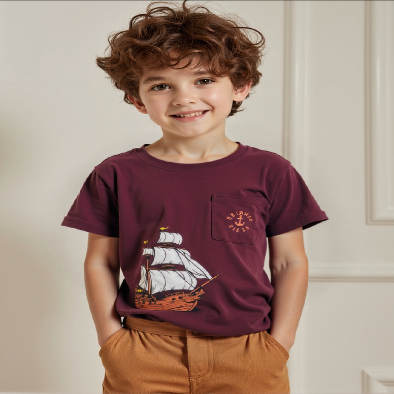 Boat Boys Maroon color T-shirt