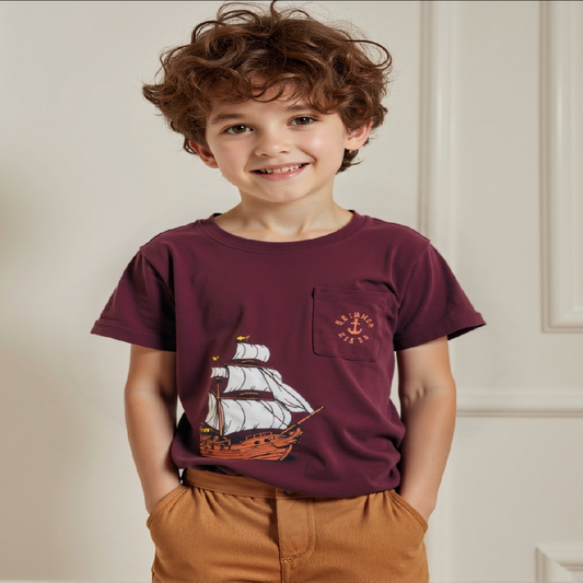 Boat Boys Maroon color T-shirt