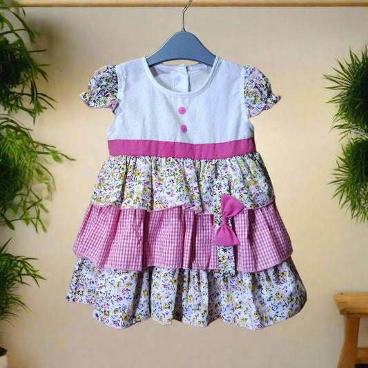 Baby girl Frock with hairband. Made in Thailand