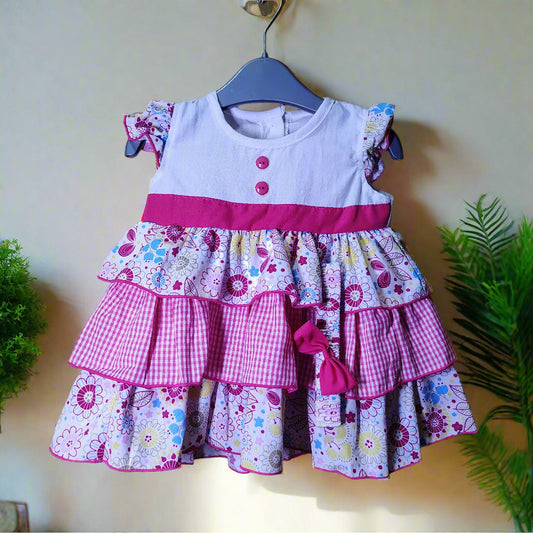 Baby girl Frock with hairband. Made in Thailan