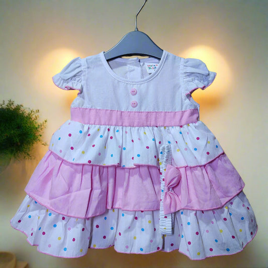 Baby girl Frock with hairband. Made in Thailand