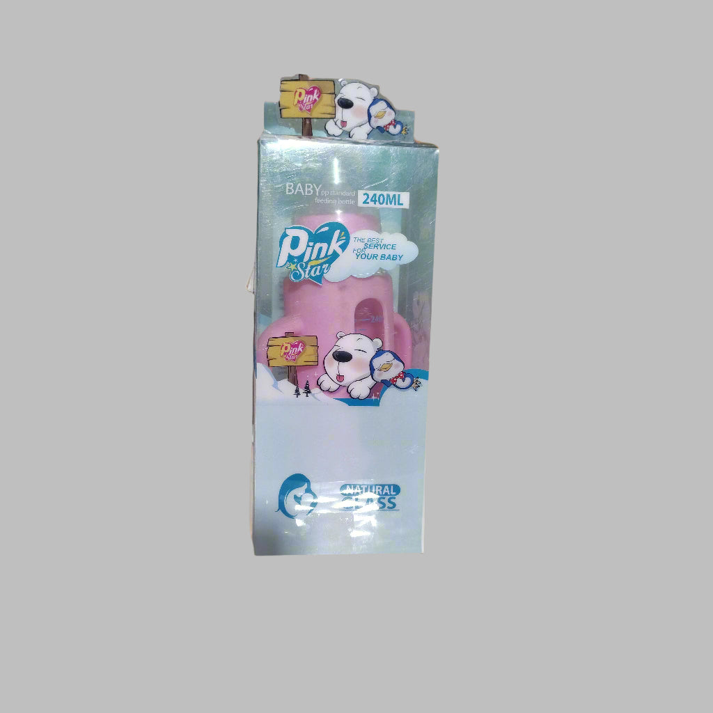 Pink Star Glass Feeder Bottle 240ml