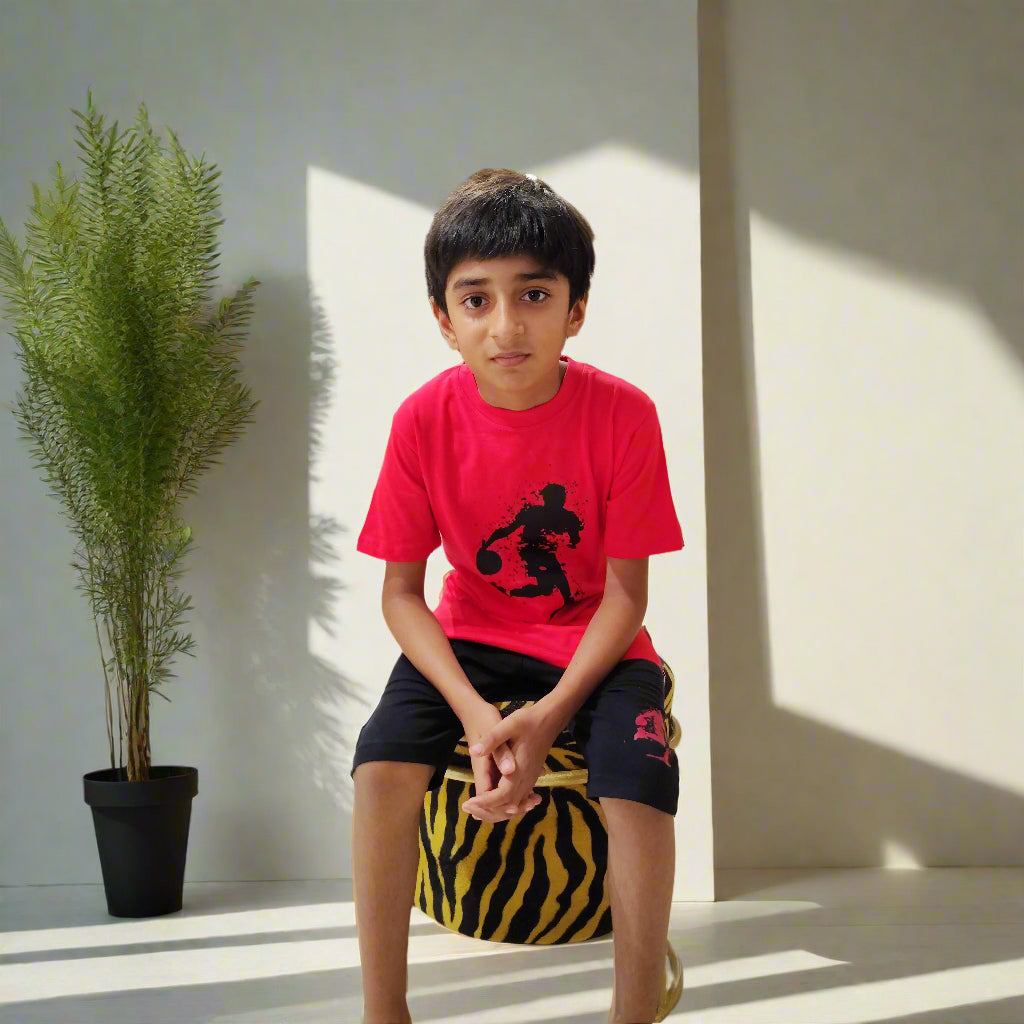 Football Track with shorts,Red and Black color