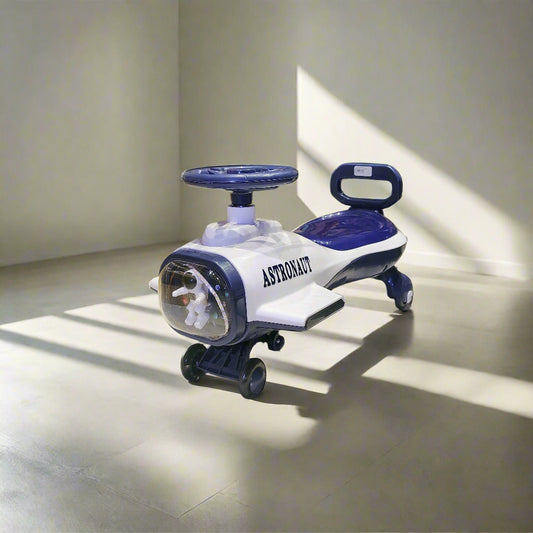 Toy car with 'Astronaut' design on a store floor