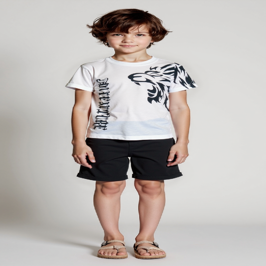 Adventure Lion summer suit with white shirt and black shorts