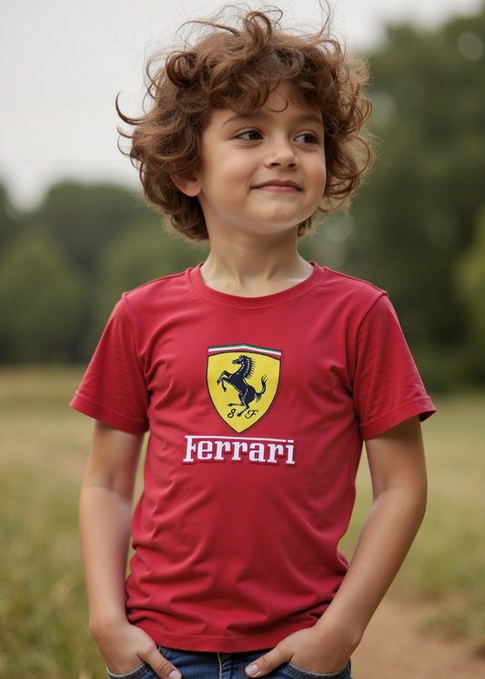 Imported T-Shirt with Ferrari logo print. 5-10 Year